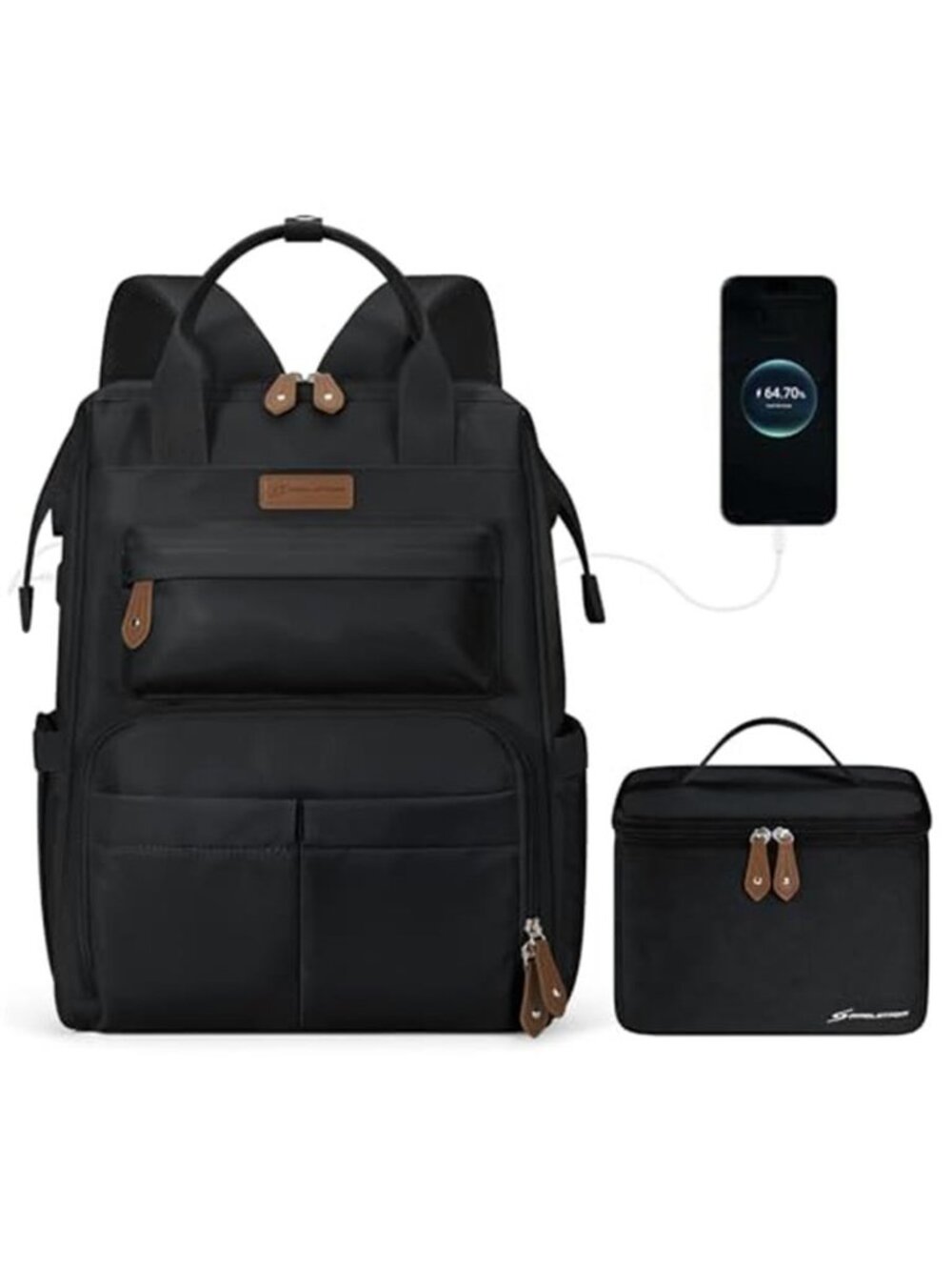 Travel Backpack Laptop 17 Inch Nurse Work Bag Insulated Lunch Box USB Charging